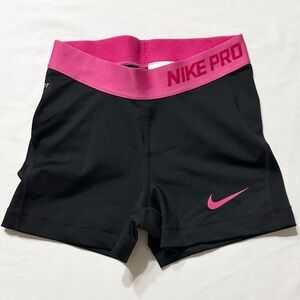 Nike Pro 3” Dri-Fit Women's Black and Hot Pink Athletic/Volleyball Shorts - XS